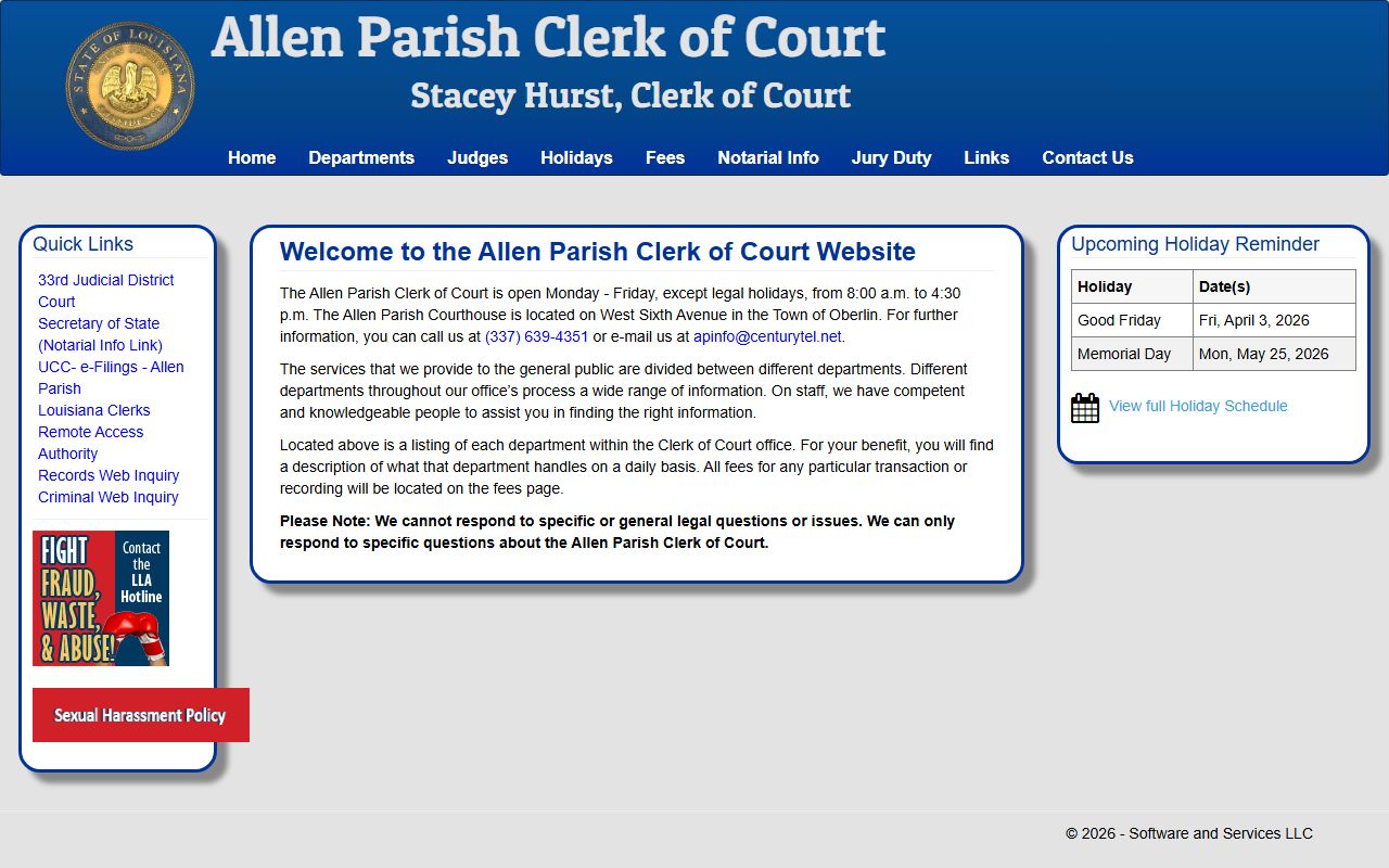 Allen Parish Clerk of Court family court records website