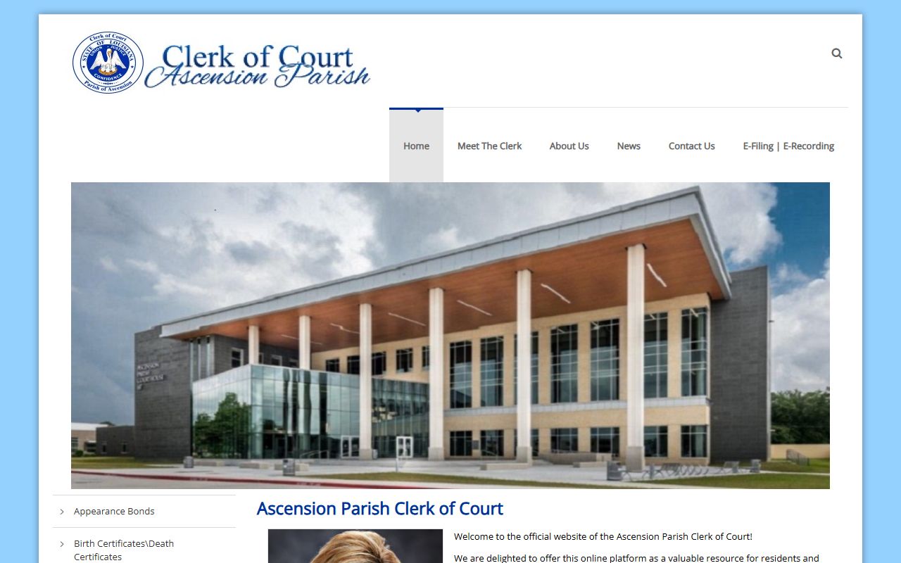 Ascension Parish Clerk of Court family court records website