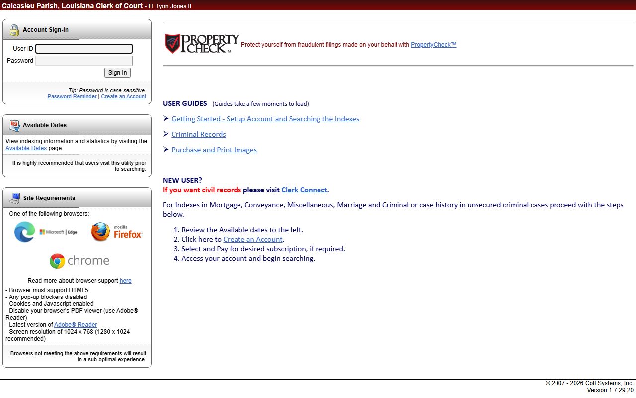 Calcasieu Parish eSearch portal for Lake Charles family court records