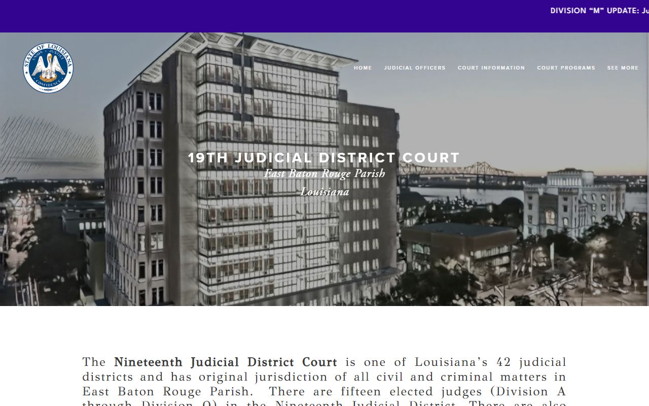 19th Judicial District Court website for East Baton Rouge family court cases