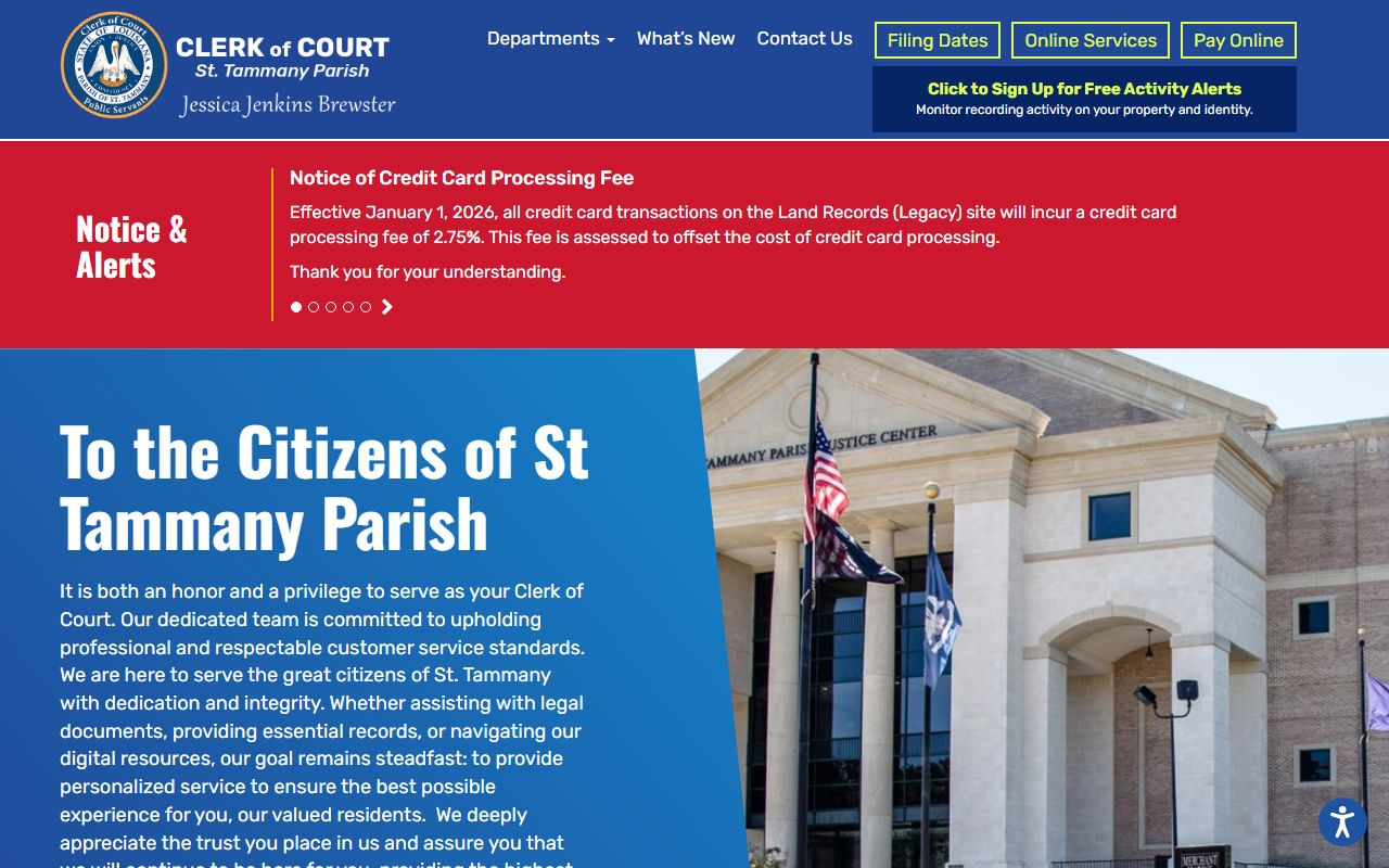 St. Tammany Parish Clerk of Court website for family court records