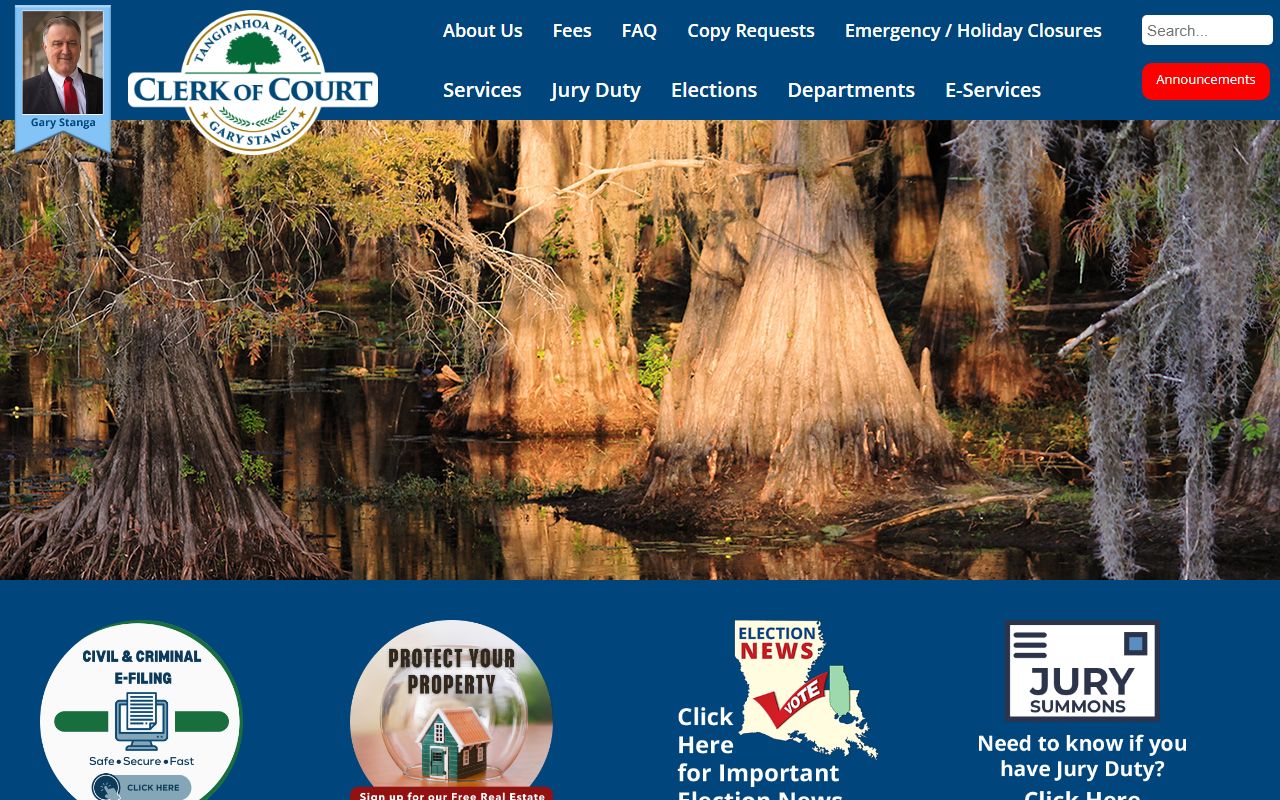 Tangipahoa Parish Clerk of Court website for family court records