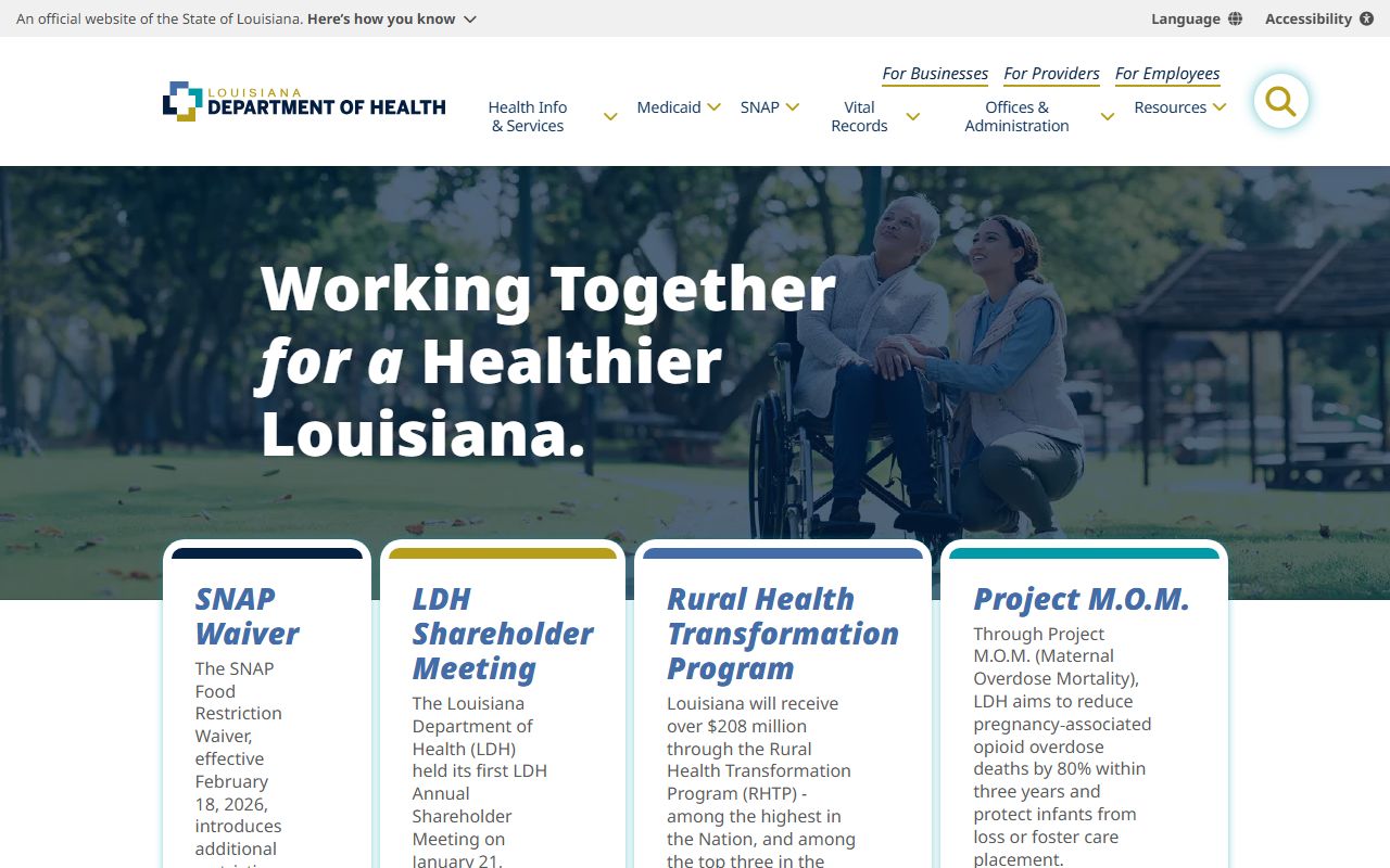 Louisiana Department of Health vital records page for family court related documents
